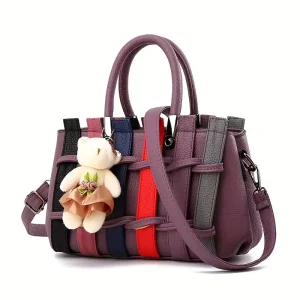 Personalized Women'S Handbag Set | Letter-Customizable Rose-Embellished Shoulder and Tote Bags, Vintage Style, Multicolor, Zipper Closure, Ideal for Halloween, Christmas, Back-to-School, Mother'S Day, Valentine'S Day Gifts