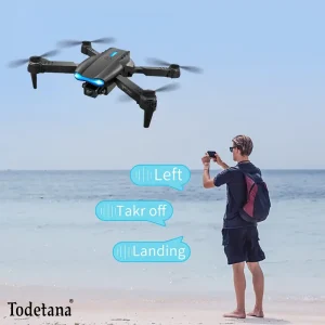 Ikaufen 5 Inch Large Screen Real-Time Viewing Remote Control Drone, 4K Dual Camera Foldable Quadcopter with Optical Flow & Hybrid Positioning, Brushless Motors, Auto Return, One-Key Takeoff, Remote Control Flying, Foldable Travel Drone, Dual Camera