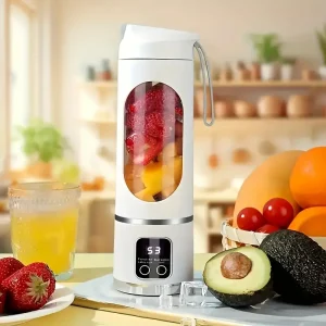 LALAYUAN USB- Portable Blender & Juicer - Mini Processor with 6-Blade Stainless Steel, Digital Timer, 1300mAh Battery, One-Tap Lid & Unbreakable Cup for Smoothies, Protein Shakes, Ice Crushing at, Gym, Office, Travel