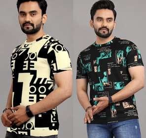 [Summer Ombre T-Shirts] 4-Pack Ombre T-Shirts - Men's Polyester Blend Casual Crew Neck Tee with Slight Stretch - Summer Knit Fabric Regular Fit Adult Tops