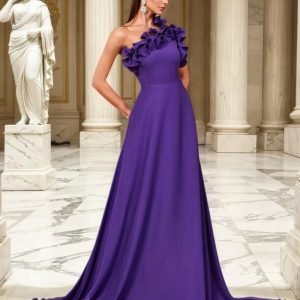 Elegant One-Shoulder Sequin Gown with High Waist and Split Thigh - Long Formal Dress for Weddings, Prom, Graduation, and Date Nights, Bodycon Fit, Solid Color, All-Season Wear, Formal Evening Wear | Elegant Evening Gown | Sequin Embellishments, Dress, Ele