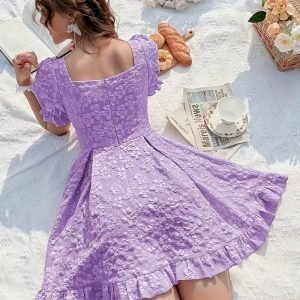 Women'S Elegant Vintage French-Inspired V-Neck Maxi Dress with Floral Print - Long Sleeve, Tie-Waist, Flowy A-Line Silhouette, All-Season Chic Party & Casual Attire