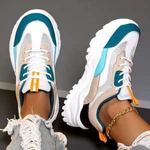 Women'S Chunky Platform Sneakers - Thick Platform Shoes with Cushioned Insole, Lace-Up Closure, All-Season Everyday & Formal Shoes in Black/White/ - Synthetic Upper &, Fashion Women, Versatile Footwear, Durable Construction, Sleek Design