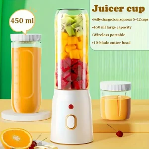 Portable - 2-in-1 Juice Maker & Smoothie Blender with 10-Blade System,, Low Voltage Operation for home/Commercial/Outdoor Use - Food-Grade Compact Dual Function Juicer and Smoothie Machine for Fresh Drinks On-The-Go